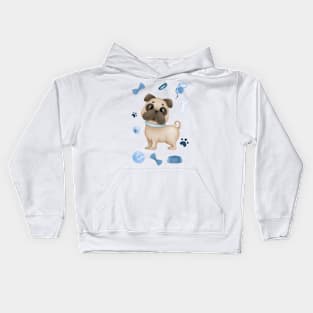 Cute bulldog - blue Kids Hoodie